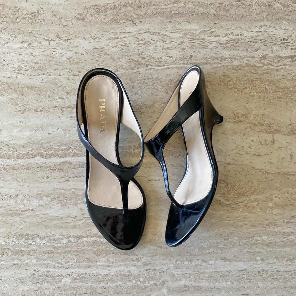 Vintage Prada Thong Sandal Wedge Heels - Picture 3 of 9